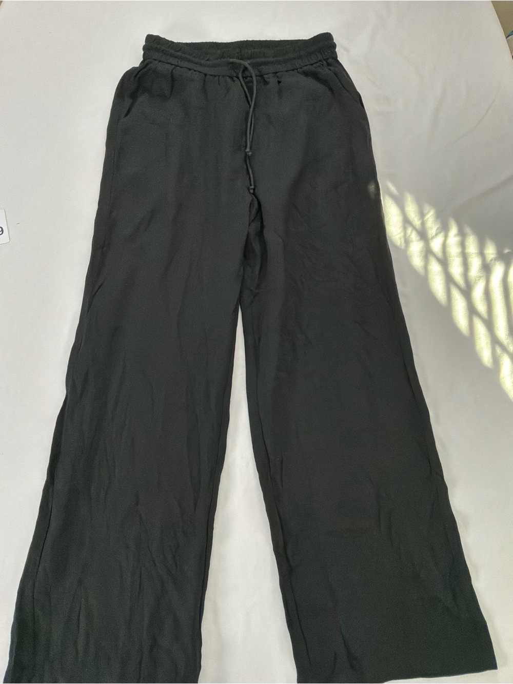 HALARA Black Elastic Waist Wide-Leg Pants